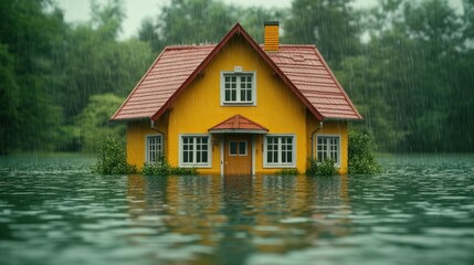 Flooded home in a storm