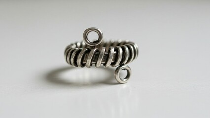 Close up of a unique silver spiral ring