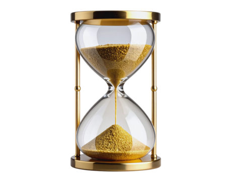 Classic Hourglass with Flowing Sand – Isolated on Transparent Background