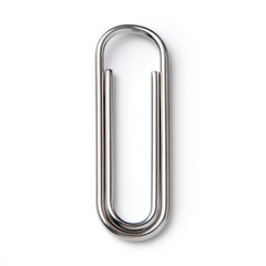 Isolated silver paperclip on white background