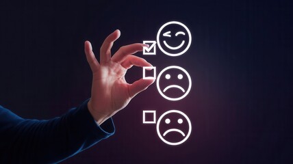 Fototapeta premium User experience survey, satisfaction level and customer feedback selection