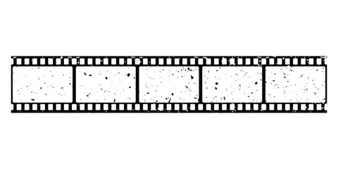 Film strip, long grunge filmstrip, old vintage movie reel frames, vector cinema video or photo tape. Grunge long film strip or movie camera negative roll with transparent background