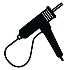 Silhouette of a black glue gun for crafting and diy projects on white background