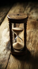 Time passing reflection rustic setting hourglass image calm atmosphere