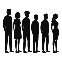 black silhouette of people standing in a line
