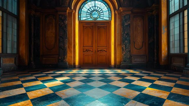 An empty room with a clock on the wall