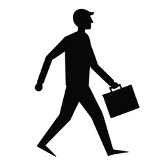 Silhouette of man holding briefcase and walking