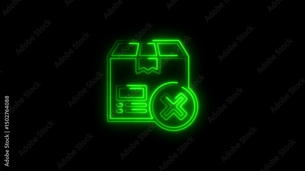 Poster neon green package rejected animation loop