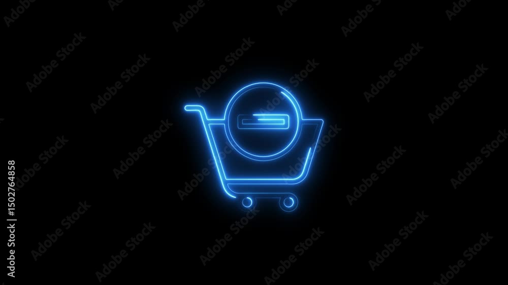 Poster neon shopping cart remove item animation loop