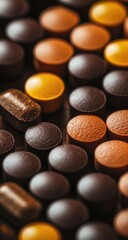 Close-up of various colored pills