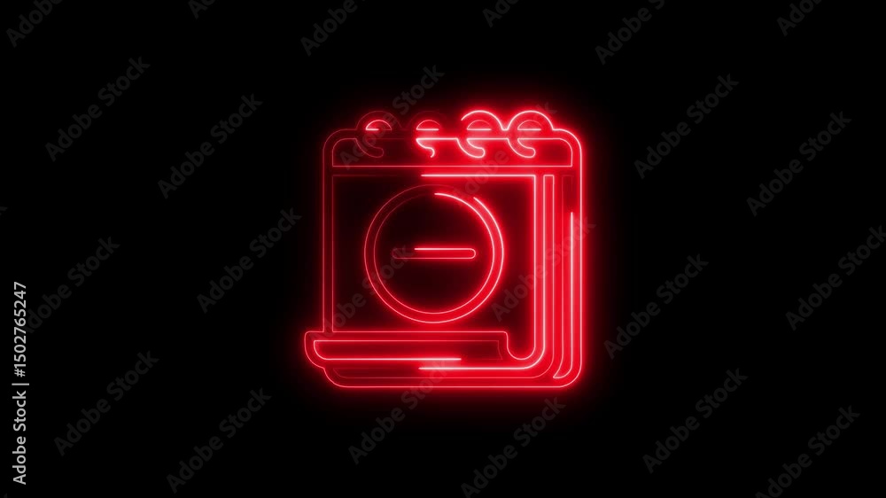 Poster Neon red calendar event deleted animation loop
