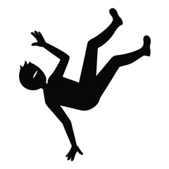 Fototapeta premium Silhouette of a person falling backwards, black silhouette