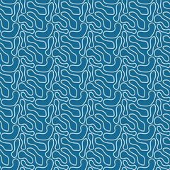 repeated hand drawn white shapes on blue background, vector seamless pattern background design