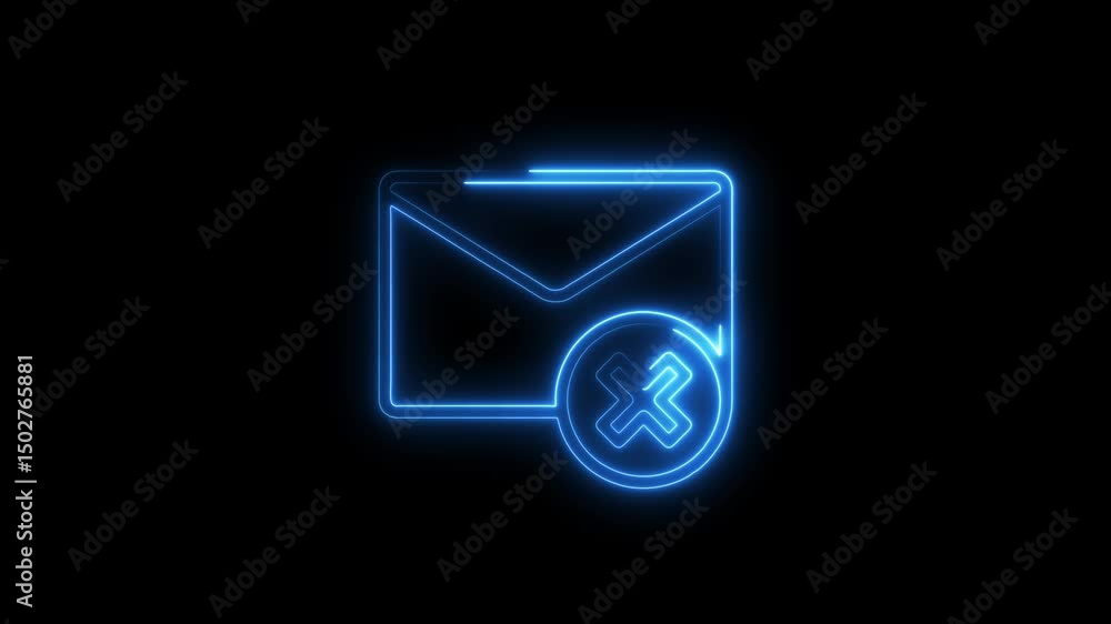 Poster neon glowing email delete animation loop