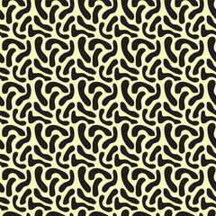 repeated abstract shapes on yellow background, vector hand drawn seamless pattern design