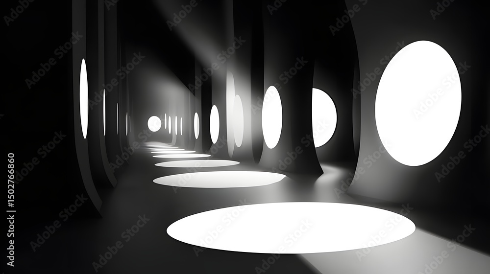 Poster animation concepts using pulsing circles and central light
