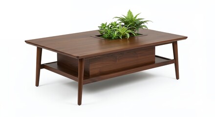 Mid century modern coffee table with planter
