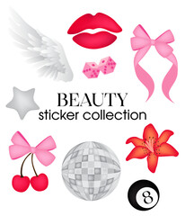Stickers of beauty on a white background.