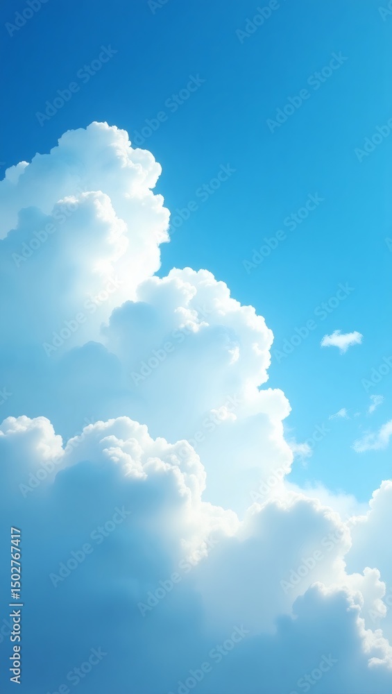 Aufkleber beautiful fluffy clouds against a vibrant blue sky. the clouds are bright white and appear soft and 