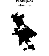 Pendergrass (Georgia) blank outline map