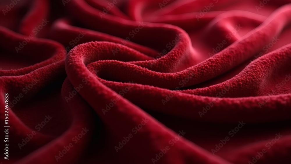 Aufkleber a luxurious red velvet cloth elegantly draped, showcasing its soft texture and rich color. this clos