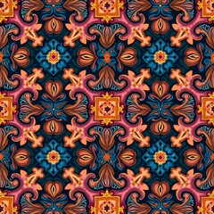An intricate floral pattern with vibrant colors that creates a sense of artistry and visual appeal