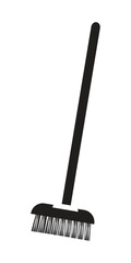 Line drawing of a sweeping broom tool with long handle and bristled head