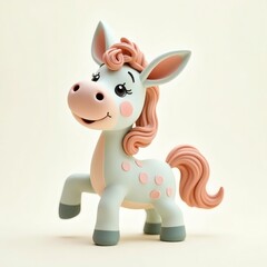 A charming cartoon donkey with a smiling expression and adorable features, set against a soft, clean backdrop. This playful artwork evokes a sense of warmth and delight.