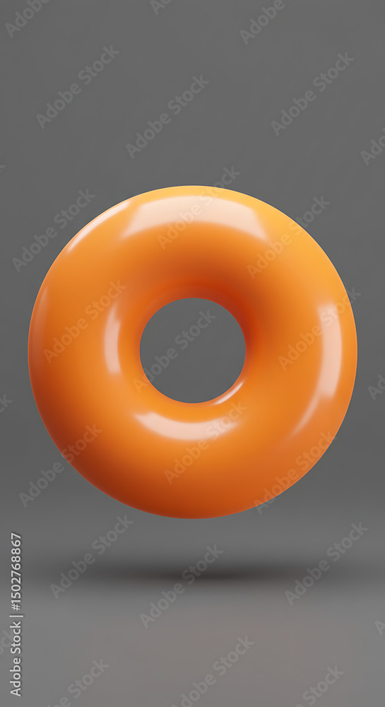 Poster abstract orange torus shape 3d render geometric design element minimalist background