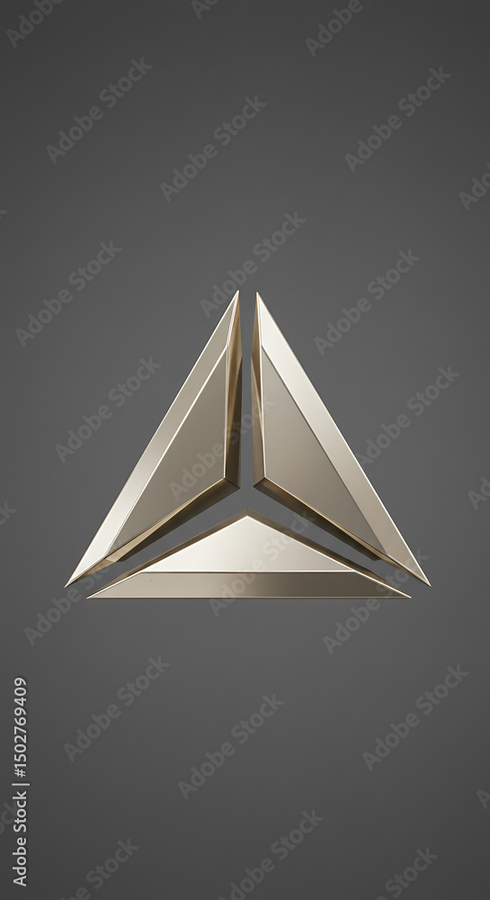 Aufkleber abstract gold triangle geometric shape modern minimalist 3d render design element