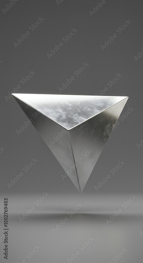Aufkleber abstract metallic triangular prism silver geometry modern minimalist design element