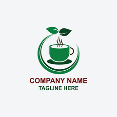 Herbal Tea Cup Logo, Organic Drink Symbol, Natural Tea Icon, Steaming Beverage Emblem, Leaf Tea Design