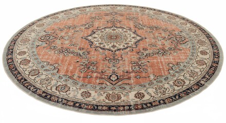 Ornate round rug with floral pattern