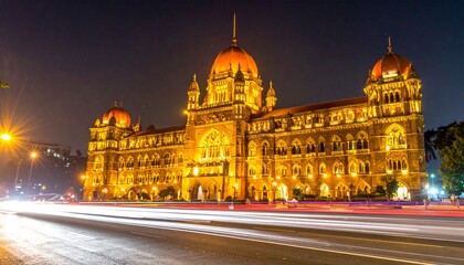 Chhatrapati Shivaji Terminus at Night Mumbai India