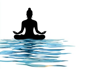Serene Meditative Silhouette on Calm Blue Water