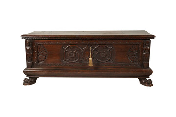 antique wooden chest  Early 19th C. Italian Carved Walnut Chest 