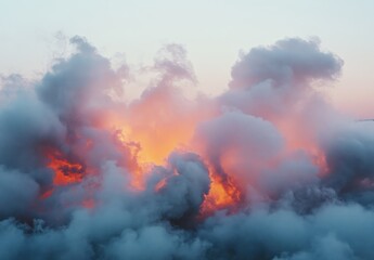 Naklejka premium Sunrise or sunset through massive clouds