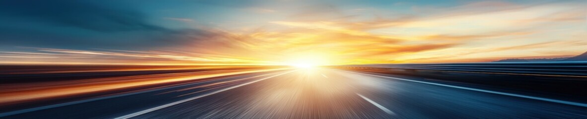 Naklejka premium A road with a sunset in the background