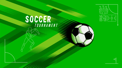 Dynamic vector illustration of a soccer player kicking a ball during a tournament