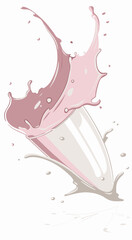 strawberry milk splash isolated on white