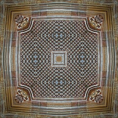 Antique art carved on expensive wood surface. Wooden engraved design for border, frame, flooring,...