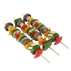 Colorful Grilled Vegetable Skewers Isolated on White Background