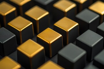 Obraz premium Abstract geometric pattern of black and gold cubes