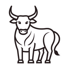 Naklejka premium black and white bull