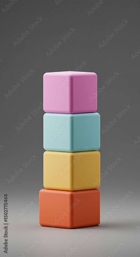 Poster stacked pastel cubes abstract colorful blocks minimalist product display geometric shapes