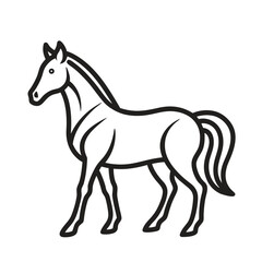 black horse line art vector illustration