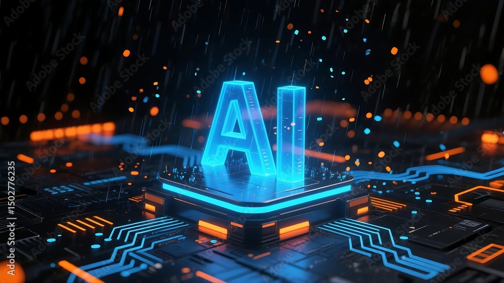 Aufkleber futuristic artificial intelligence interface with robotic hand and touchscreen