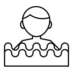 swimming boy outline icon