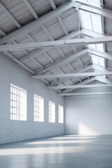 Obraz premium Spacious interior with high ceilings and large windows, showcasi