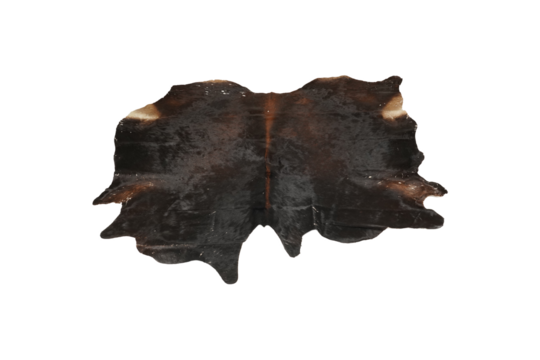 burnt paper isolated on white  Blackish Brown Natural Cowhide Rug